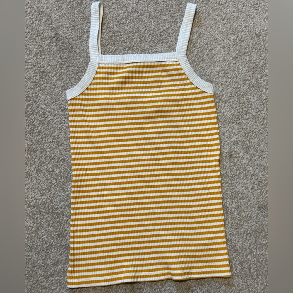 Old Navy Yellow and White Striped Kids Tank Top